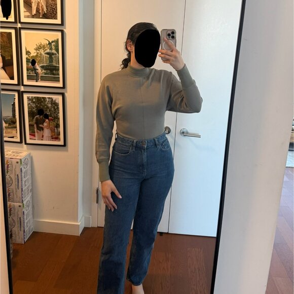 Theory LS Turtleneck Long Sleeve Double Knit Pale Green/Army Green - Size P - Picture 4 of 4